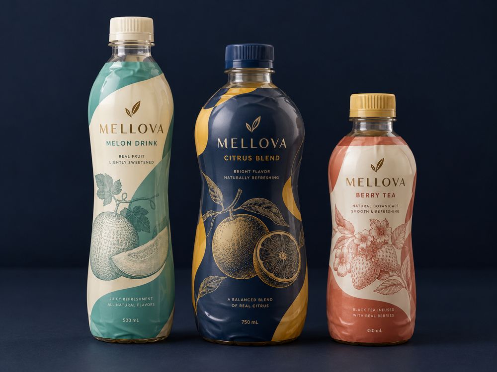 Sample design: PET bottles with full-body printed shrink sleeves