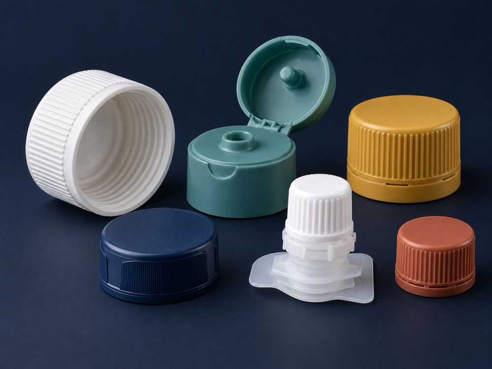Sample design: screw caps, a flip-top cap and a pouch spout